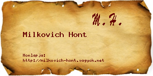 Milkovich Hont névjegykártya